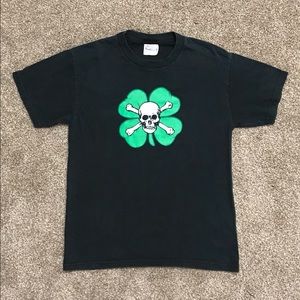 Black Skull and Shamrock t-shirt, Size Small
